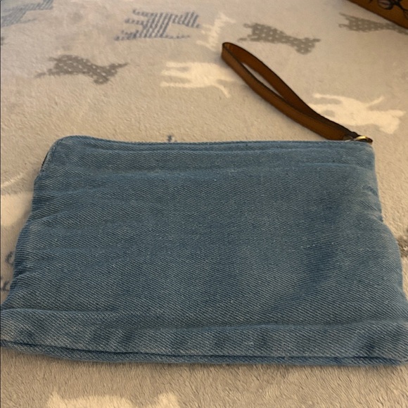 Patricia Nash Light Blue Denim Wristlet with Embroidery - Picture 2 of 4